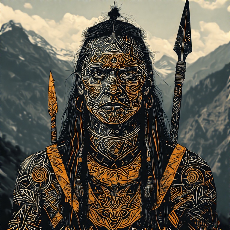 A-tribal-warrior-in-woodcut-st-7