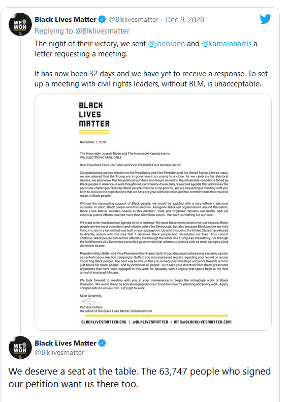 BLM bị loại khỏi cuộc họp của Joe Biden với nhóm dân quyền 1