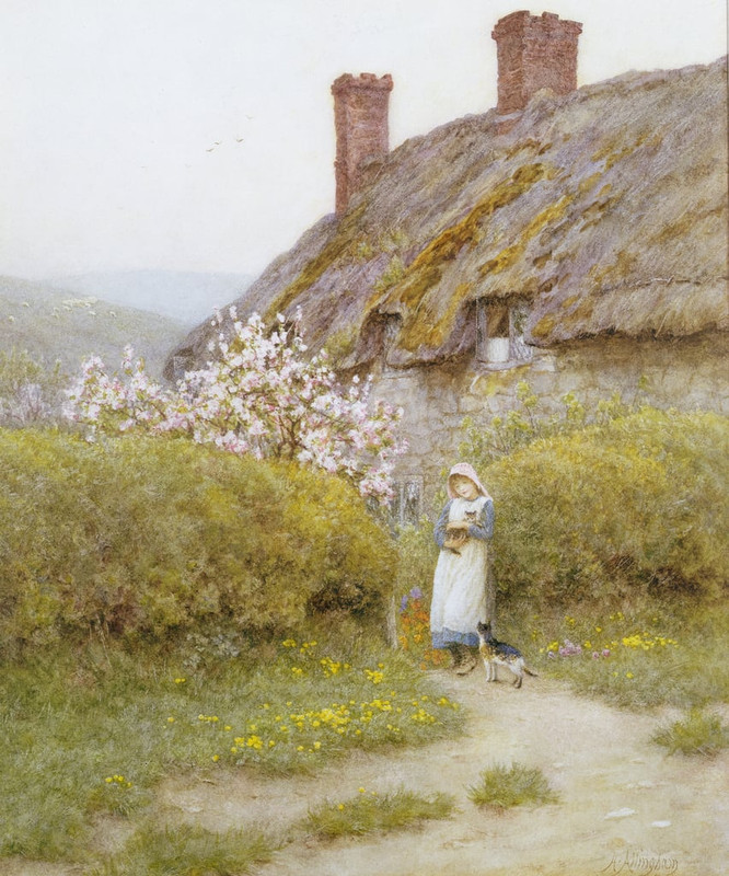 Helen-Allingham-A-Dorsetshire-Cottage-watercolor-on-paper-Meister-Drucke-1017185