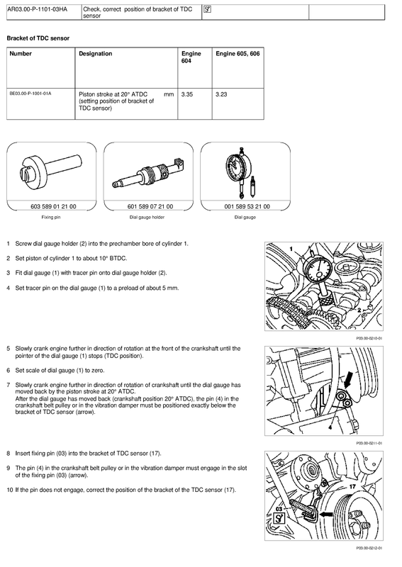 Check, correct position of bracket of TDC sensor