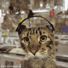 Cat with headphones album cover