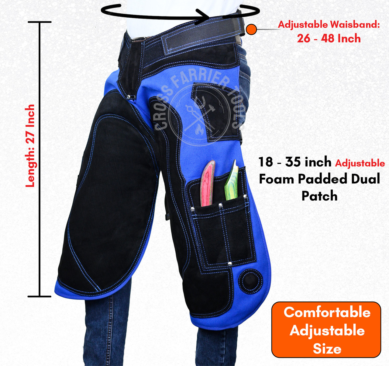 Farrier Apron adjustable waistband foam padded dual patch