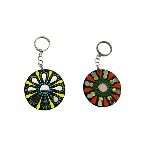 Penkraft Unique Hand-Painted MDF Key Chain Set of 2 Pattern 4