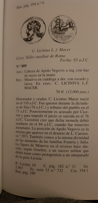 Denario gens Licinia. C. LICINIVS. C. F. MACER. Minerva guiando cuádriga a dcha. Roma. 20190324-221014