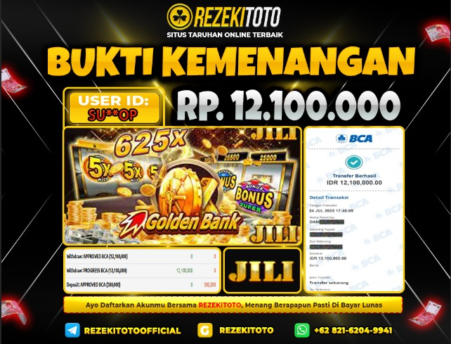 BUKTI KEMENANGAN 24 JULI 2025 GOLDEN BANK 2 12 JUTA  