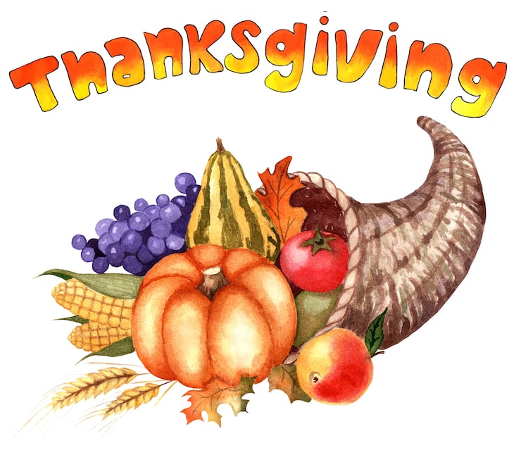 cornucopia orange text with gradient from orange yellow basket there are pumpkins 276714 421