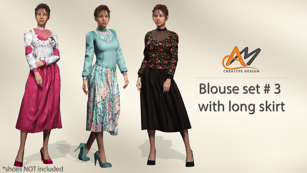 [Reallusion CC] Blouse set #3 with long skirt