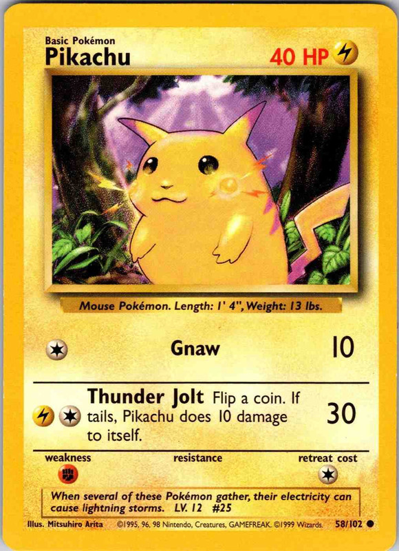 1999 Base Set Pikachu #058 PSA graded card