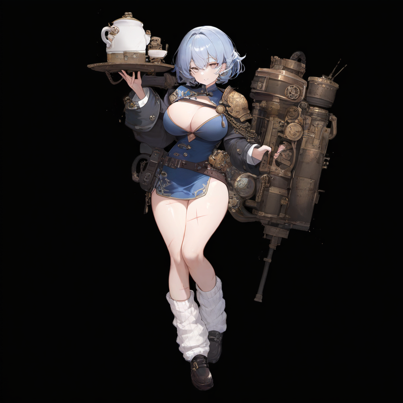 1girl, dark background, full body, grey eyes, blue hair, curvy, loose socks, chi s-981927604