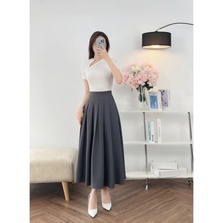 BH1179-Chân Váy 𝐂𝐂𝐇𝐀𝐓 Dáng Xoè Xếp Ly Chất Liệu Tuytsi Cao Cấp Sang Trọng 24CDS2005XT