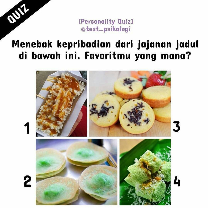 Tes kepribadian - pilih satu jenis jajanan jadul