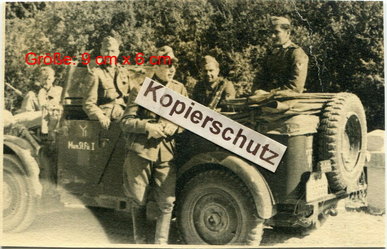 Offizier in Fahrzeug mit Kennung 8. Panzer Division an Tür