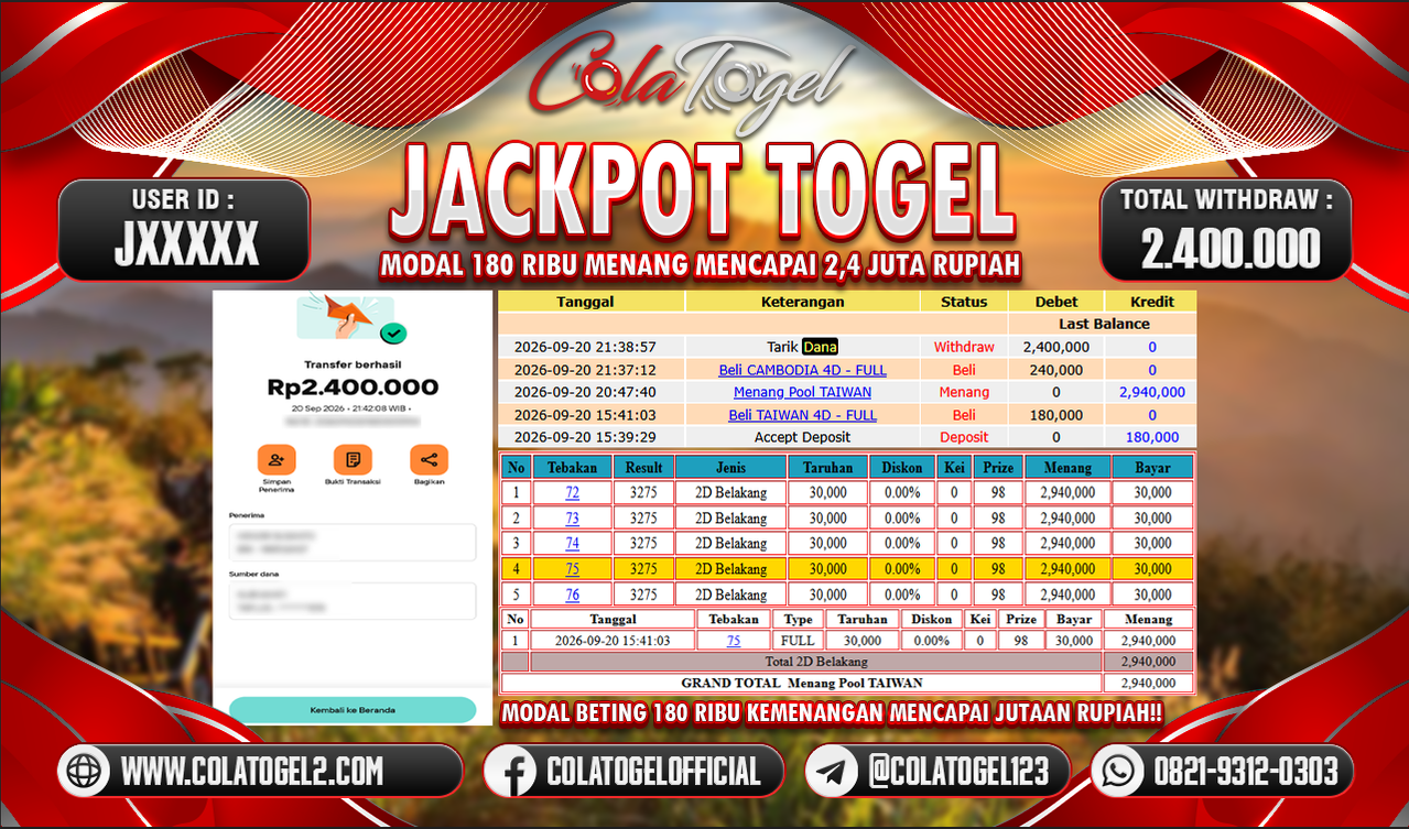 JACKPOT TAIWAN POOL !!!