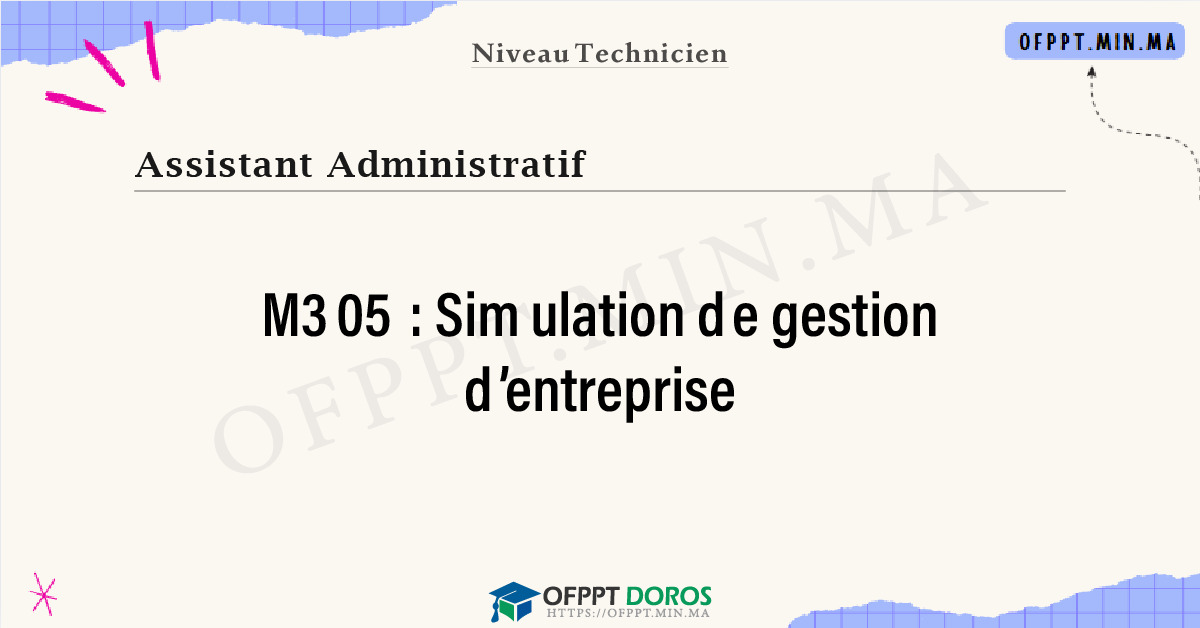 Sommaire détaillé du cours Simulation de gestion d’entreprise M305 OFPPT - Structure du module