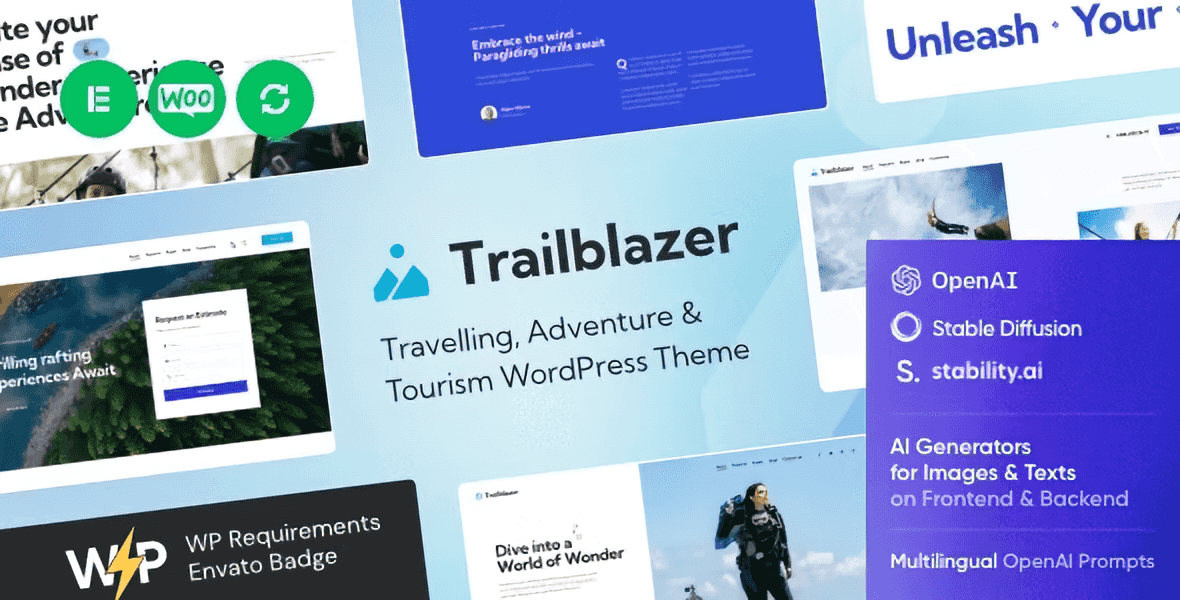 Trailblazer – Travel Theme + AI WordPress