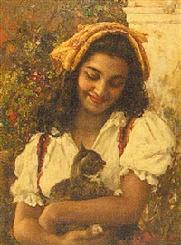 Siempre Libre & Glitters y Gifs Animados Nº313 - Página 2 Luigi-amato-portrait-of-a-girl-holding-a-kitten