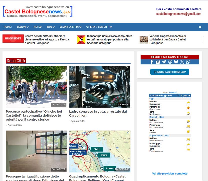CastelBolognese News sempre a portata di mano: installa il sito come app sul tuo dispositivo CastelBolognese News sempre a portata di mano: installa il sito come app sul tuo dispositivo
