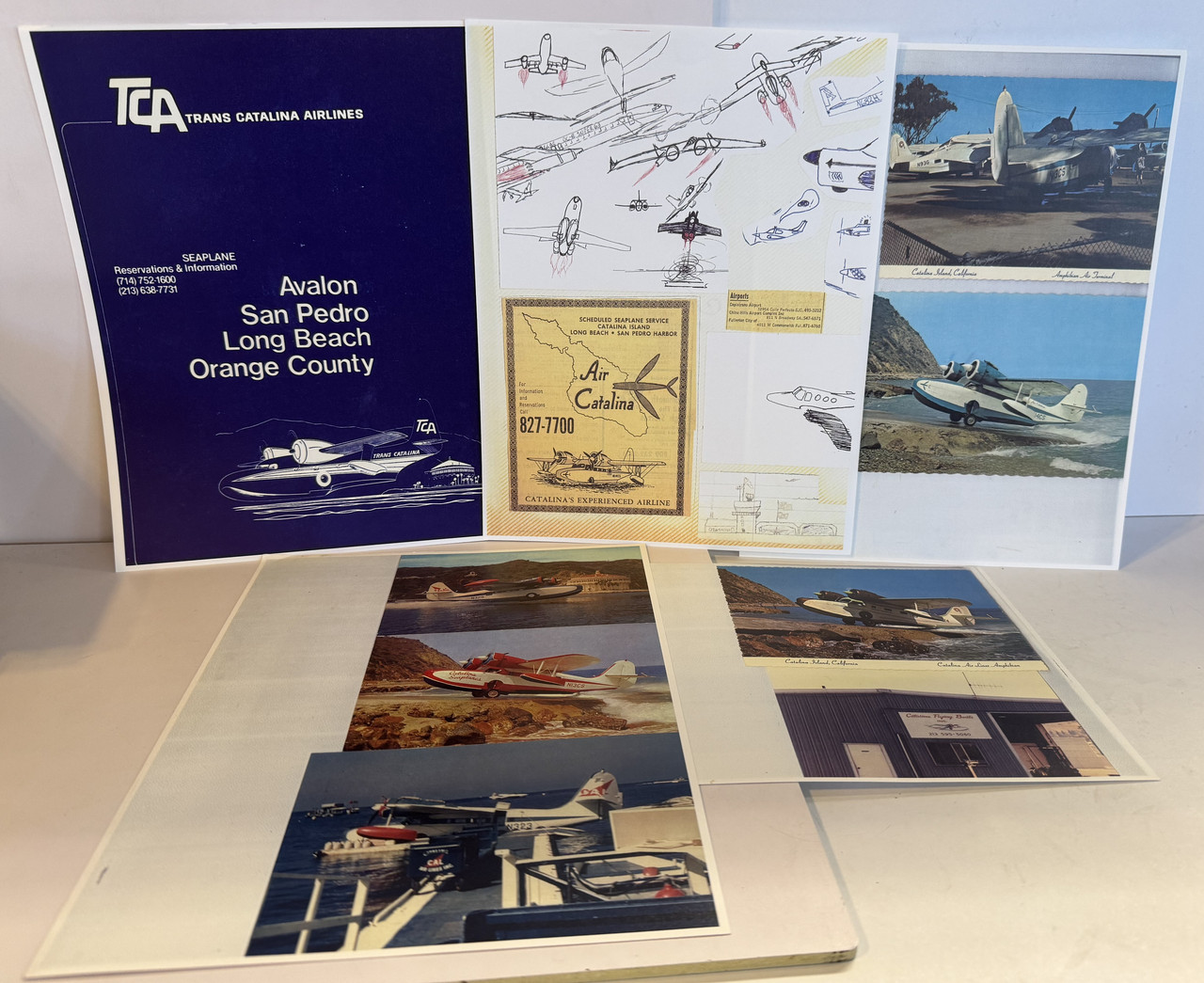 Catalina Island. Bundle of copies of airline advertisements, postcards and photos.