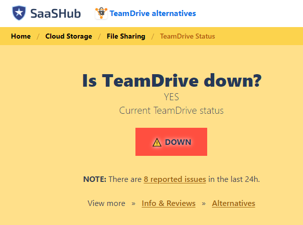 TeamDrive down