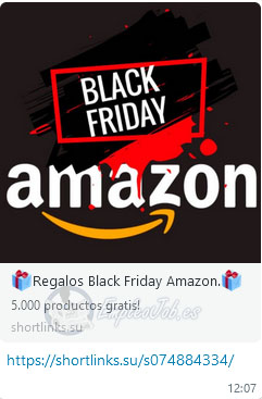 Falso mensaje regalosBlack Friday Amazon 