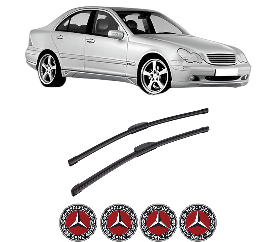 Set stergatoare auto MERCEDES-BENZ C-CLASS (W203) din 2000-2007, pentru parbriz auto, 2 bucati, Bosch Aerotwin Retrofit, din cauciuc siliconat rezistent, 4 Stickere Auto MERCEDES-BENZ