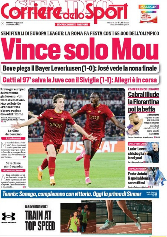 RASSEGNA - CdS: "Vince solo Mourinho", Tuttosport: "Dai, Juve!", Il Mattino:  "Napoli, già scelto l'erede di Osimhen: è David del Lille"