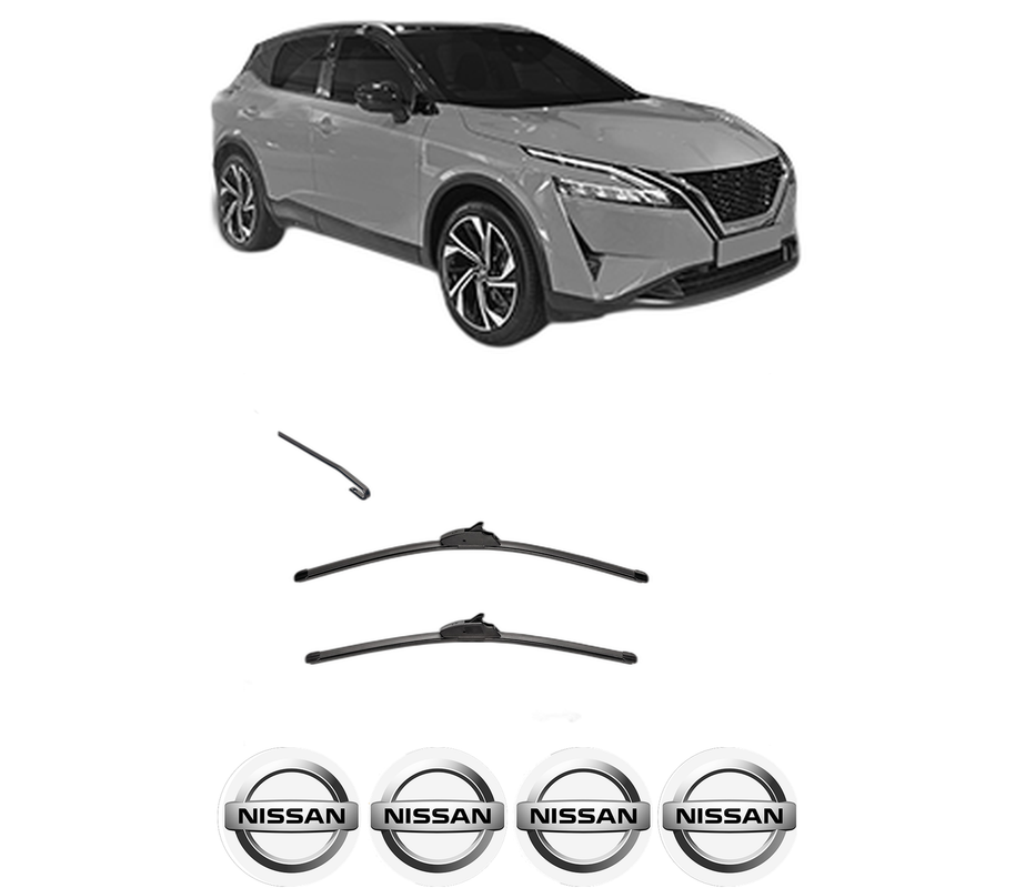 Set stergatoare auto NISSAN QASHQAI III (J12) din 2021-2022, pentru parbriz auto, 2 bucati, Valeo Silencio, din cauciuc siliconat rezistent, 4 Stickere Auto NISSAN