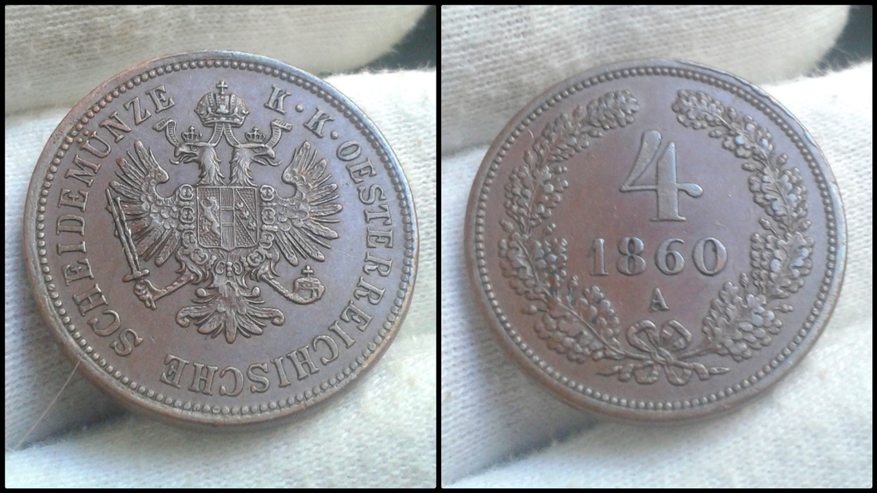 4 Kreuzer 1860 A. Imperio Austro-Hungaro. Polish-20210310-100953153