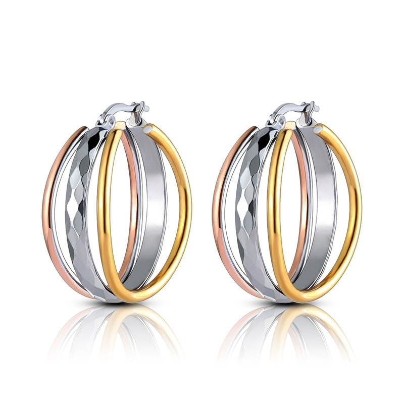 Fashion 3PCS CIRCLE Hoop Earrings Stainless Steel Women Cute Party Jewelry NEW