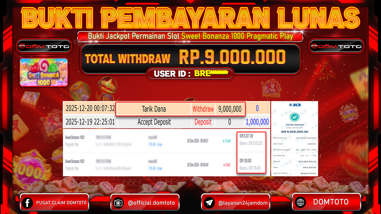 JACKPOT SLOT Sweet Bonanza 1000 Pragmatic Play 20 DECEMBER 2025