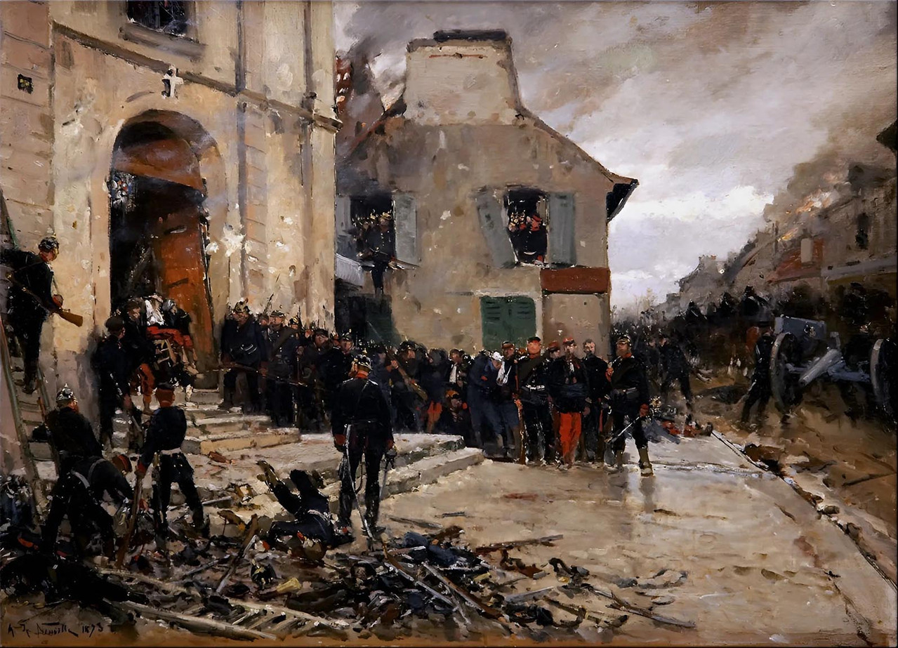 Franco prusiana Le Bourget algunos hombres del 28 de marcha últimos defensores de la iglesia se rin