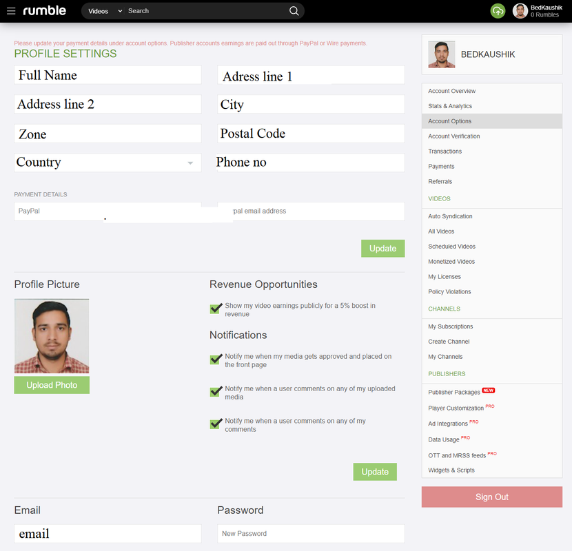 Account Options