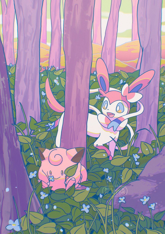 sylveon-and-clefairy-pokemon-drawn-by-mi
