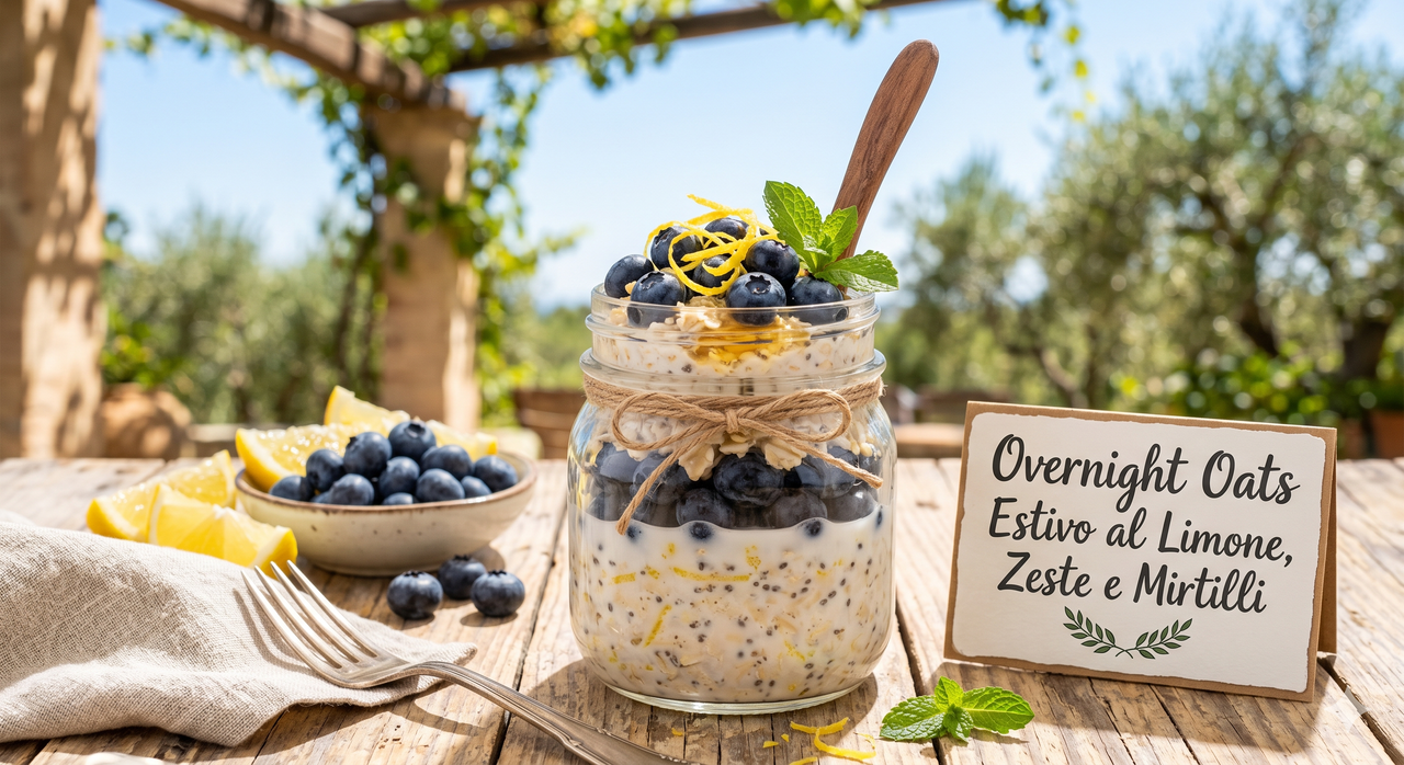 Overnight Oats Estivo al Limone, Zeste e Mirtilli