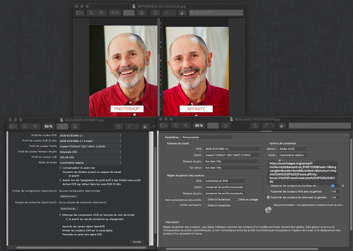 PROBLEME CORRESPONDANCE COULEUR