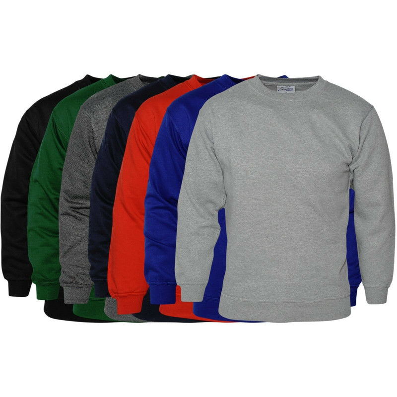 Mens Plain Sweatshirt Jersey Jumper Sweater Pullover Work Casual Leisure Top Lot