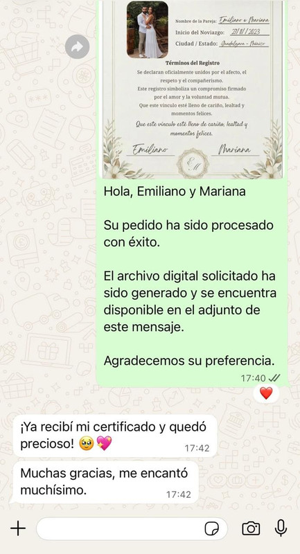 Certificado estilo Amor Minimalista con foto de la pareja