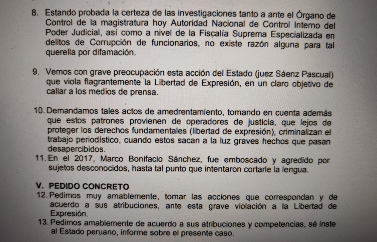 Parte del escrito
