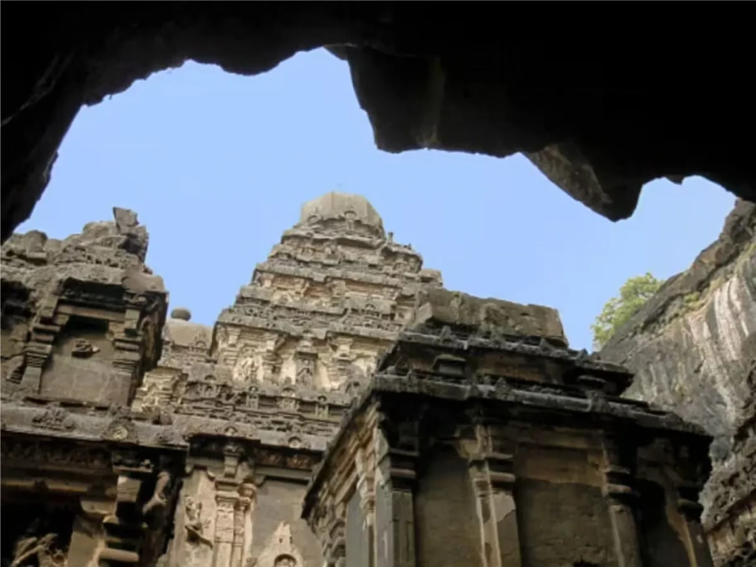 Main temple complex at Ellora Caves Maharashtra India