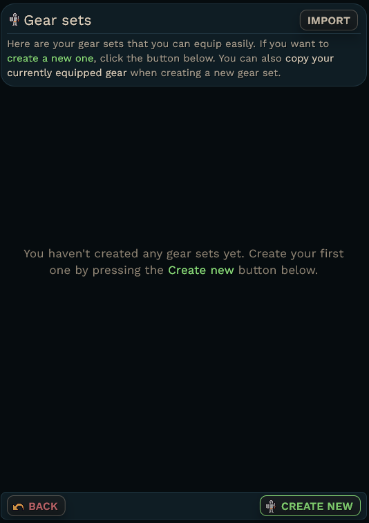 You can press the import button to copy a gear set made by another player to your character.
