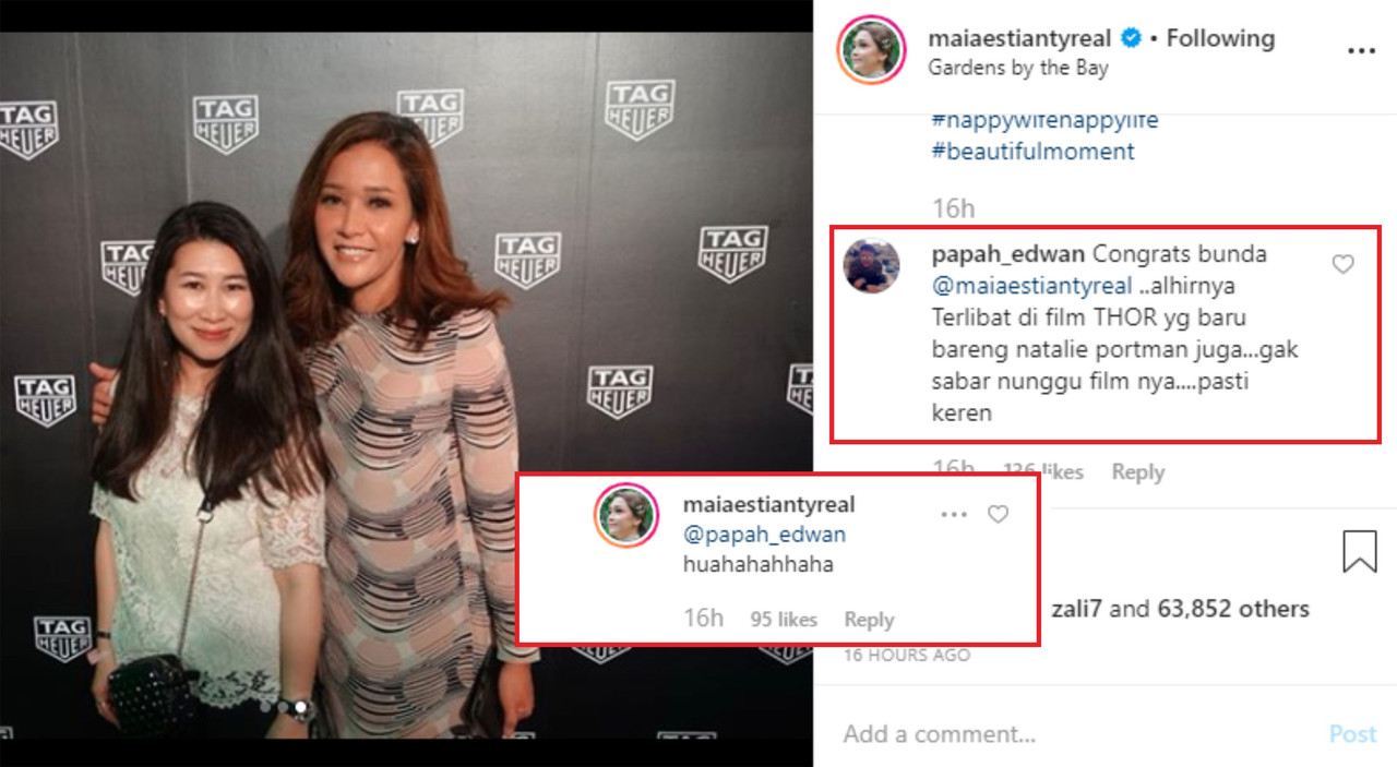 Maia Estianty menanggapi komentar yang menyebutnya akan bermain di film Thor bersama Natalie Portman