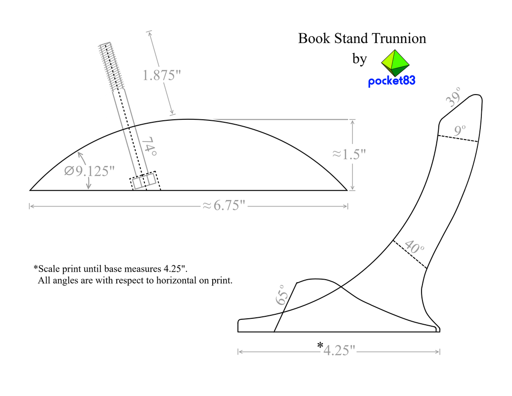 Book stand trunnion