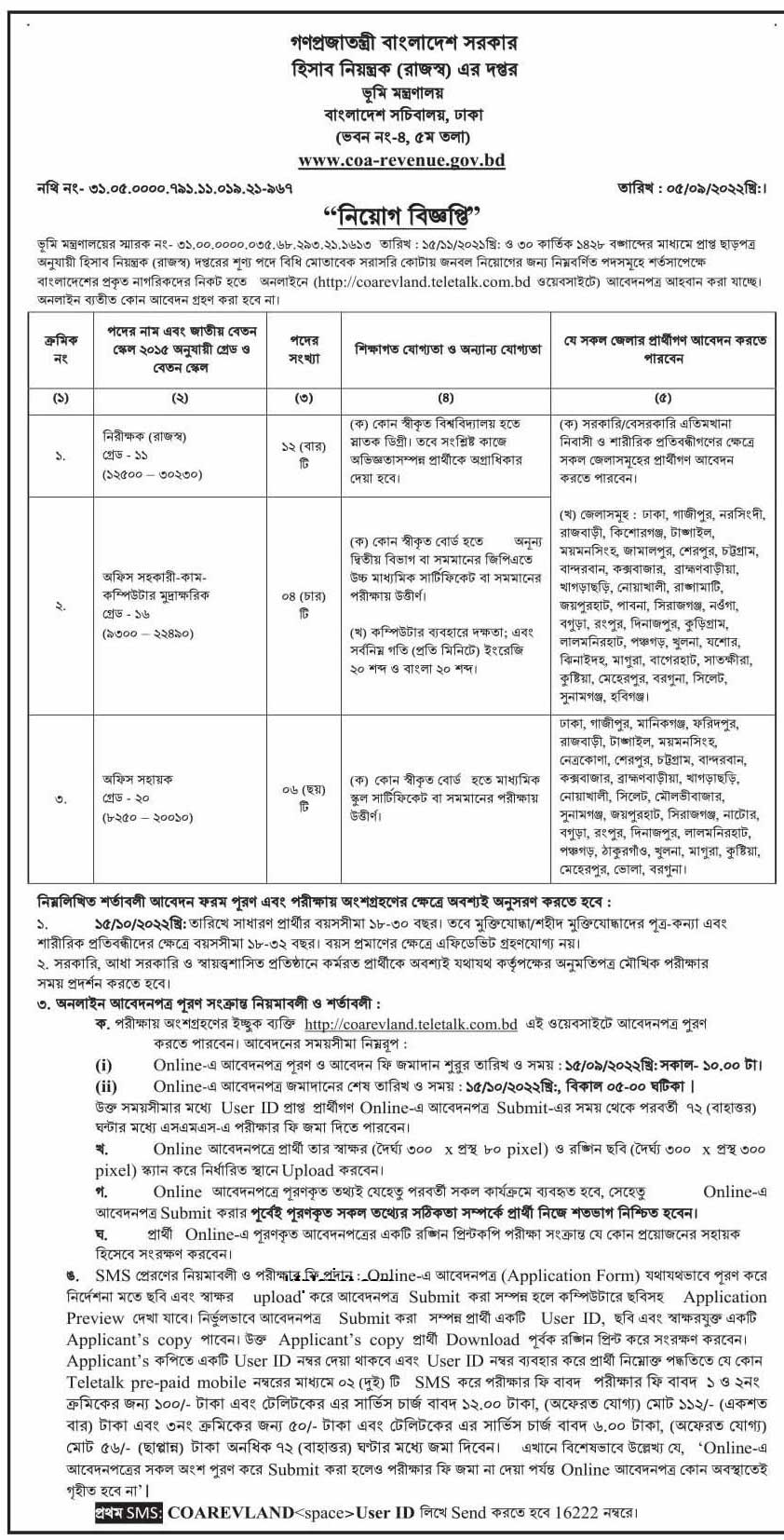 Ministry Of Land Job Circular 2022 