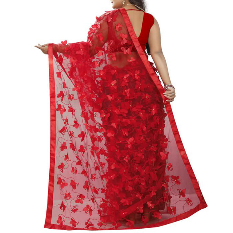 Sarí de mariposa para mujer con pieza de blusa elegante diseñador sari para ropa étnica - Imagen 48 de 48