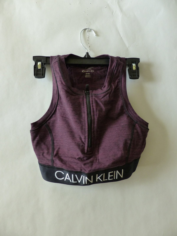 CALVIN KLEIN WOMENS COMFORTABLE PERFORMANCE LOGO FRONT ZIP BRALETTE SIZE SMALL