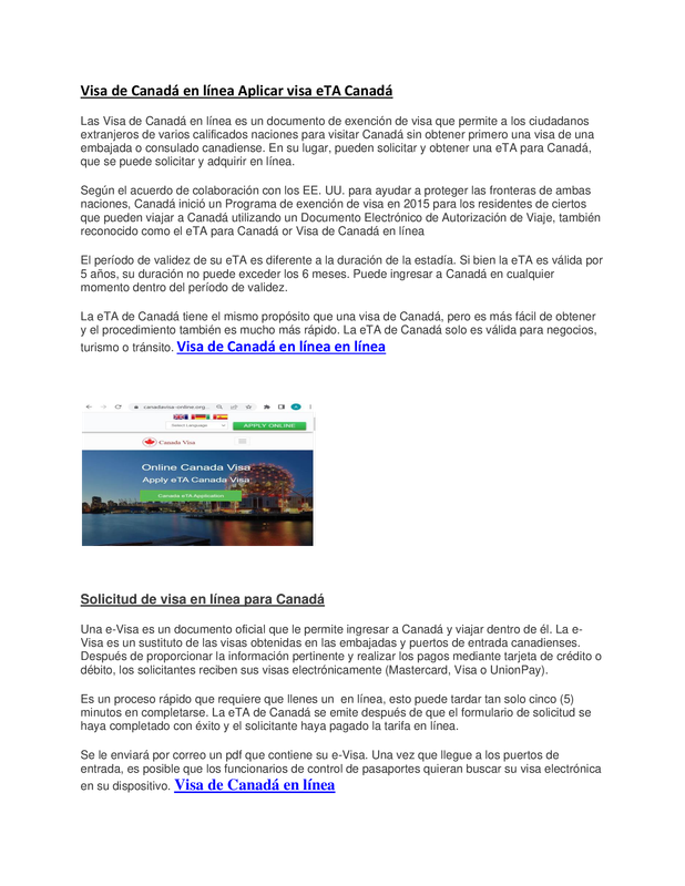 Visa de Canadá en línea Aplicar visa eTA Canadá