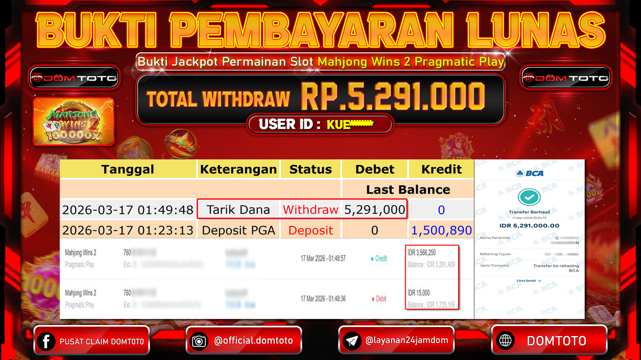 JACKPOT SLOT Mahjong Wins 2 Pragmatic Play 17 MARET 2026