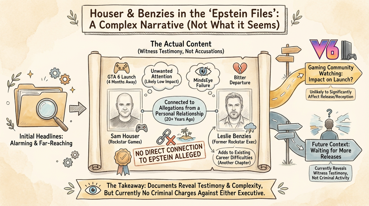 Rockstar Games Execs Sam Houser and Leslie Benzies Named in Newly Released Epstein Files 1 Video game controller and gaming setup with dramatic lighting