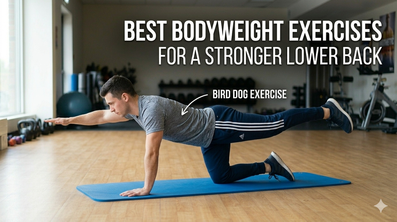 Person performing superman exercise on floor for best bodyweight exercises for a stronger lower back