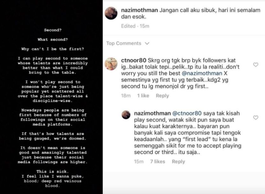 nazim othman tidak mahu lakonkan watak kedua jika hero tidak semenggah